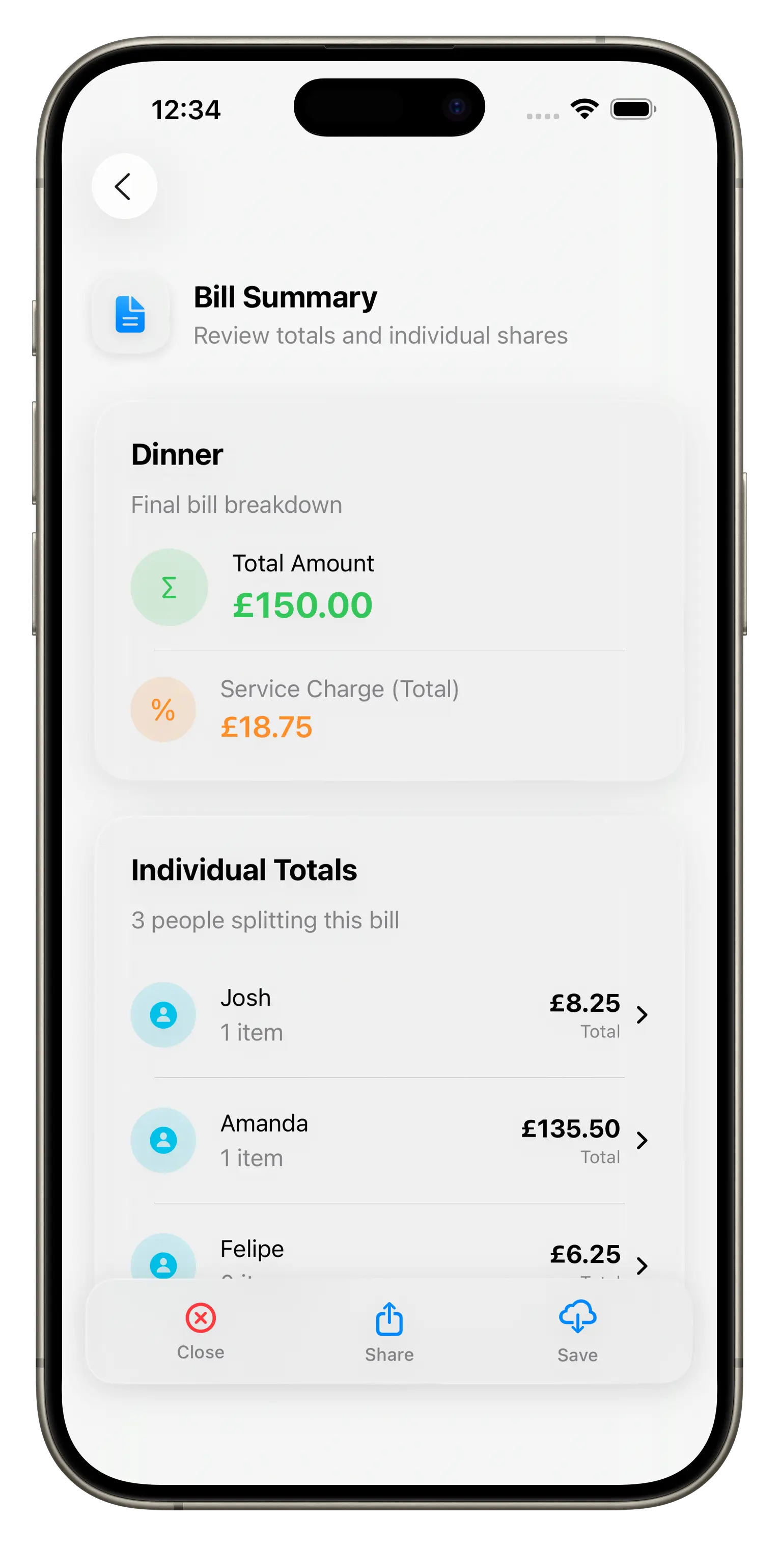 Easy Bill Split App - Split restaurant bills and calculate tips instantly on iPhone